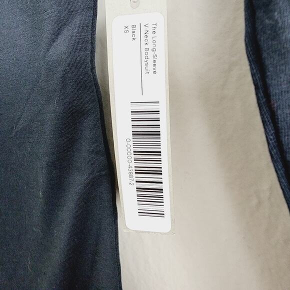 NEW Everlane Black V-Neck Long Sleeve Thong One-Piece Bodysuit - Picture 9 of 11